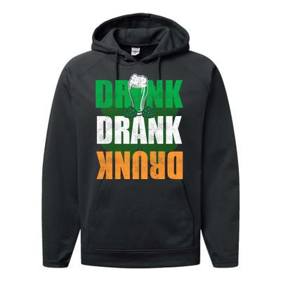 Drink St Patricks' Day Irish Ireland Flag Gift St. Paddy's Performance Fleece Hoodie