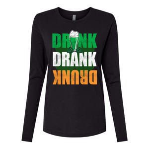 Drink St Patricks' Day Irish Ireland Flag Gift St. Paddy's Womens Cotton Relaxed Long Sleeve T-Shirt