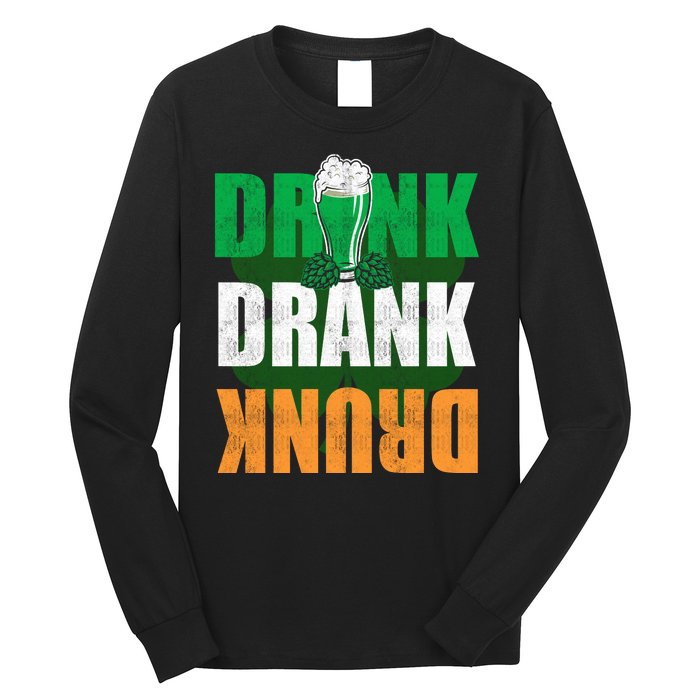 Drink St Patricks' Day Irish Ireland Flag Gift St. Paddy's Long Sleeve Shirt