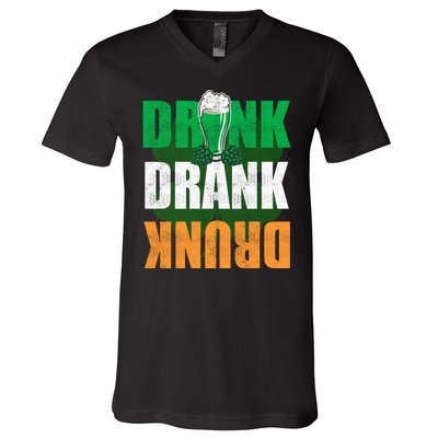 Drink St Patricks' Day Irish Ireland Flag Gift St. Paddy's V-Neck T-Shirt