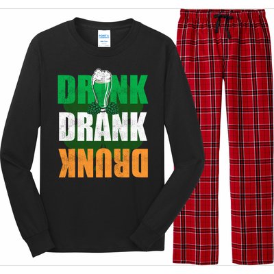 Drink St Patricks' Day Irish Ireland Flag Gift St. Paddy's Long Sleeve Pajama Set