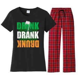 Drink St Patricks' Day Irish Ireland Flag Gift St. Paddy's Women's Flannel Pajama Set