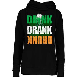 Drink St Patricks' Day Irish Ireland Flag Gift St. Paddy's Womens Funnel Neck Pullover Hood