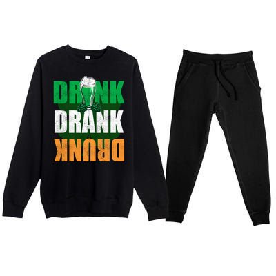 Drink St Patricks' Day Irish Ireland Flag Gift St. Paddy's Premium Crewneck Sweatsuit Set