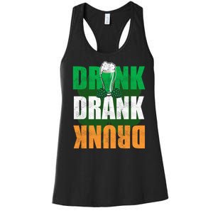 Drink St Patricks' Day Irish Ireland Flag Gift St. Paddy's Women's Racerback Tank