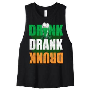 Drink St Patricks' Day Irish Ireland Flag Gift St. Paddy's Women's Racerback Cropped Tank