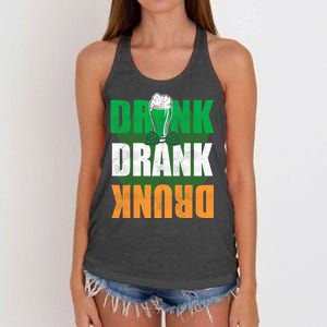 Drink St Patricks' Day Irish Ireland Flag Gift St. Paddy's Women's Knotted Racerback Tank