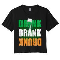 Drink St Patricks' Day Irish Ireland Flag Gift St. Paddy's Women's Crop Top Tee