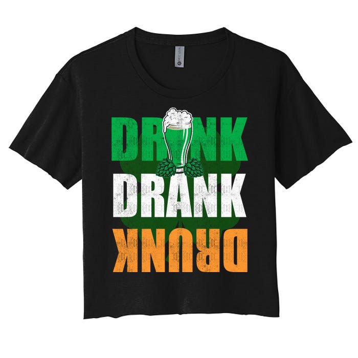 Drink St Patricks' Day Irish Ireland Flag Gift St. Paddy's Women's Crop Top Tee