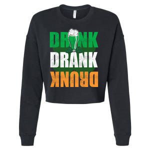 Drink St Patricks' Day Irish Ireland Flag Gift St. Paddy's Cropped Pullover Crew