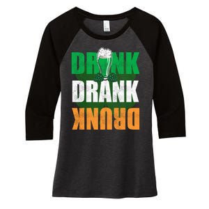 Drink St Patricks' Day Irish Ireland Flag Gift St. Paddy's Women's Tri-Blend 3/4-Sleeve Raglan Shirt