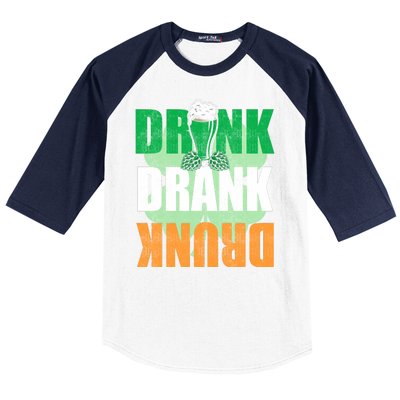 Drink St Patricks' Day Irish Ireland Flag Gift St. Paddy's Baseball Sleeve Shirt