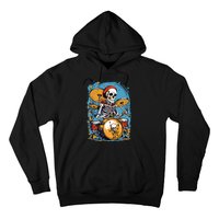 Drummer Skeleton Playing Drums For Halloween Graphic Hoodie