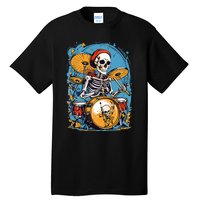 Drummer Skeleton Playing Drums For Halloween Graphic Tall T-Shirt