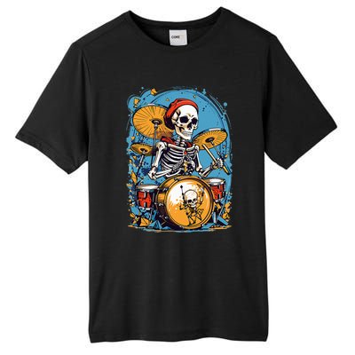 Drummer Skeleton Playing Drums For Halloween Graphic Tall Fusion ChromaSoft Performance T-Shirt