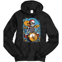 Drummer Skeleton Playing Drums For Halloween Graphic Tie Dye Hoodie