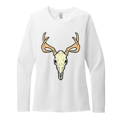 Deer Skull Pocket Buck Elk Hunting Hunter Womens CVC Long Sleeve Shirt