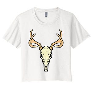 Deer Skull Pocket Buck Elk Hunting Hunter Women's Crop Top Tee