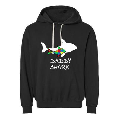 Daddy Shark Puzzle Piece Inspirational Autism Awareness Gift Garment-Dyed Fleece Hoodie