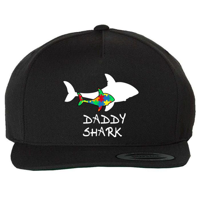Daddy Shark Puzzle Piece Inspirational Autism Awareness Gift Wool Snapback Cap