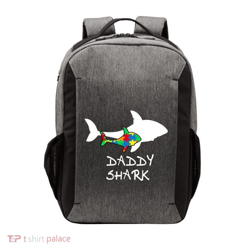 Daddy Shark Puzzle Piece Inspirational Autism Awareness Gift Vector Backpack