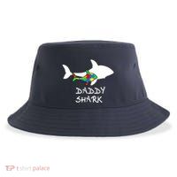 Daddy Shark Puzzle Piece Inspirational Autism Awareness Gift Sustainable Bucket Hat