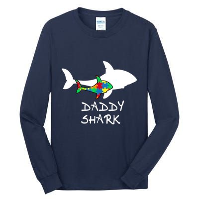 Daddy Shark Puzzle Piece Inspirational Autism Awareness Gift Tall Long Sleeve T-Shirt