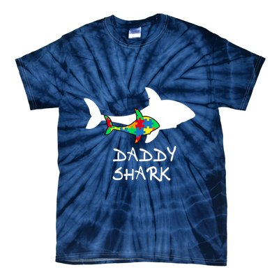 Daddy Shark Puzzle Piece Inspirational Autism Awareness Gift Tie-Dye T-Shirt