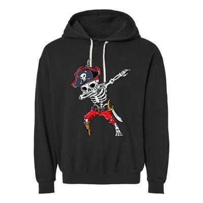 Dabbing Skeleton Pirate Halloween Kids Jolly Roger Garment-Dyed Fleece Hoodie