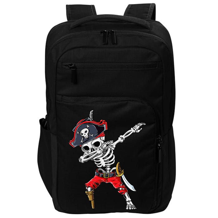 Dabbing Skeleton Pirate Halloween Kids Jolly Roger Impact Tech Backpack