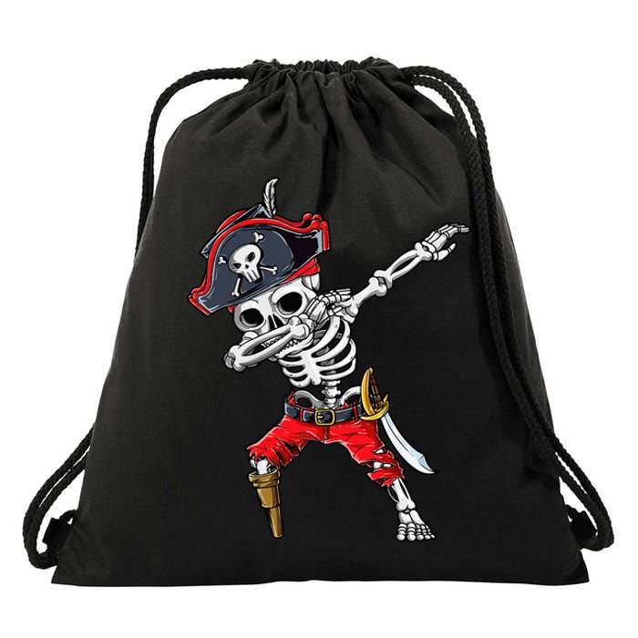 Dabbing Skeleton Pirate Halloween Kids Jolly Roger Drawstring Bag