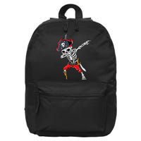 Dabbing Skeleton Pirate Halloween Kids Jolly Roger 16 in Basic Backpack