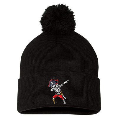 Dabbing Skeleton Pirate Halloween Kids Jolly Roger Pom Pom 12in Knit Beanie