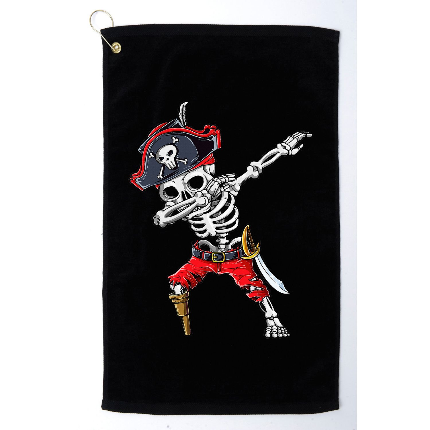 Dabbing Skeleton Pirate Halloween Kids Jolly Roger Golf Towel