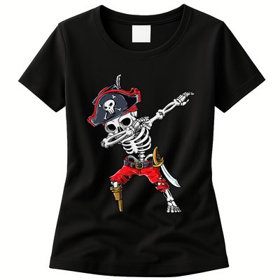 Dabbing Skeleton Pirate Halloween Kids Jolly Roger Womens T-Shirt
