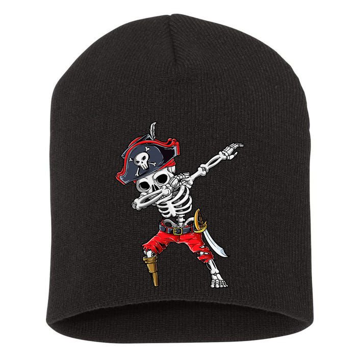 Dabbing Skeleton Pirate Halloween Kids Jolly Roger Short Acrylic Beanie