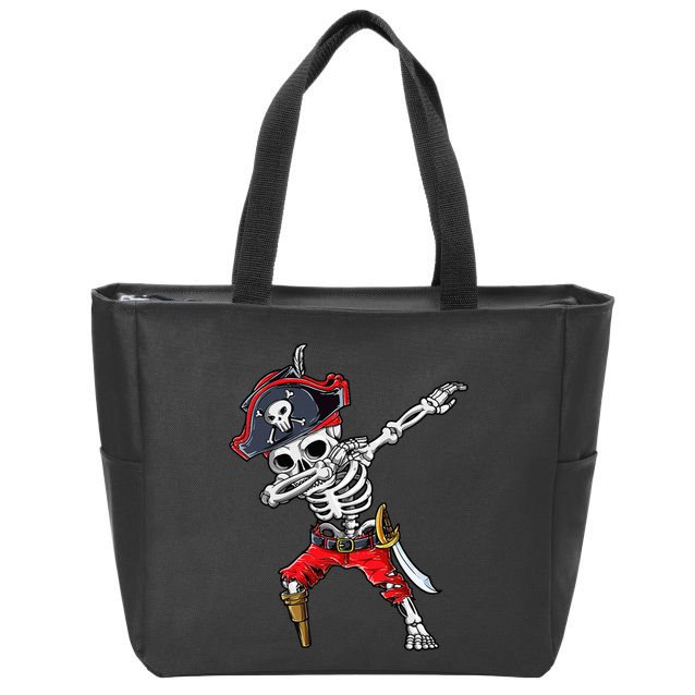 Dabbing Skeleton Pirate Halloween Kids Jolly Roger Zip Tote Bag