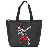 Dabbing Skeleton Pirate Halloween Kids Jolly Roger Zip Tote Bag