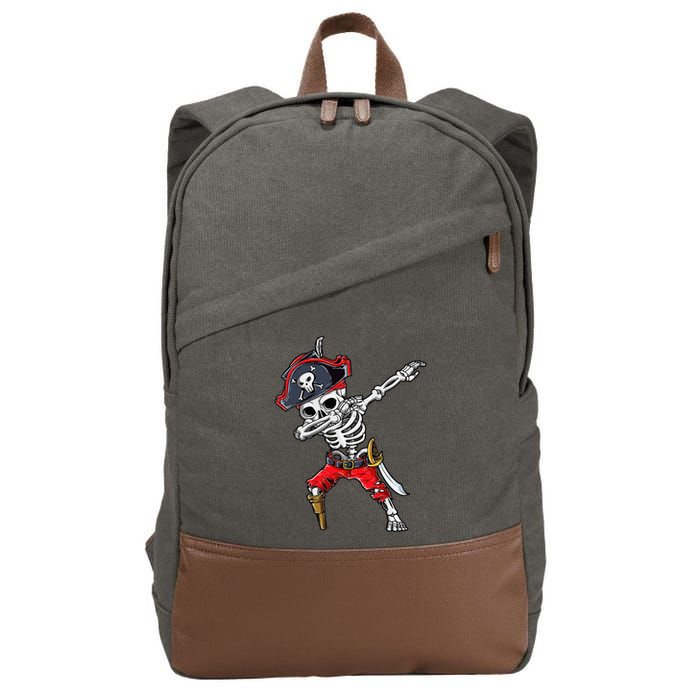 Dabbing Skeleton Pirate Halloween Kids Jolly Roger Cotton Canvas Backpack