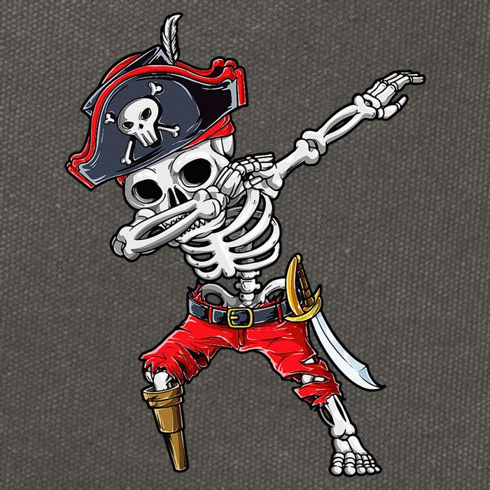 Dabbing Skeleton Pirate Halloween Kids Jolly Roger Cotton Canvas Backpack