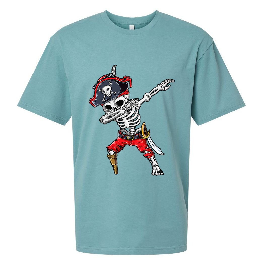 Dabbing Skeleton Pirate Halloween Kids Jolly Roger Sueded Cloud Jersey T-Shirt