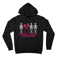 Dabbing Skeleton Pink Ribbon Breast Cancer Halloween Hoodie