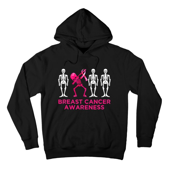 Dabbing Skeleton Pink Ribbon Breast Cancer Halloween Hoodie