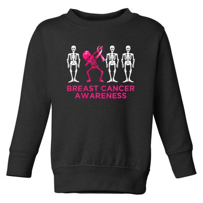 Dabbing Skeleton Pink Ribbon Breast Cancer Halloween Toddler Sweatshirt