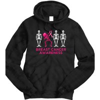 Dabbing Skeleton Pink Ribbon Breast Cancer Halloween Tie Dye Hoodie