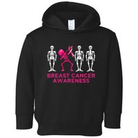 Dabbing Skeleton Pink Ribbon Breast Cancer Halloween Toddler Hoodie