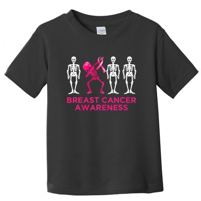 Dabbing Skeleton Pink Ribbon Breast Cancer Halloween Toddler T-Shirt