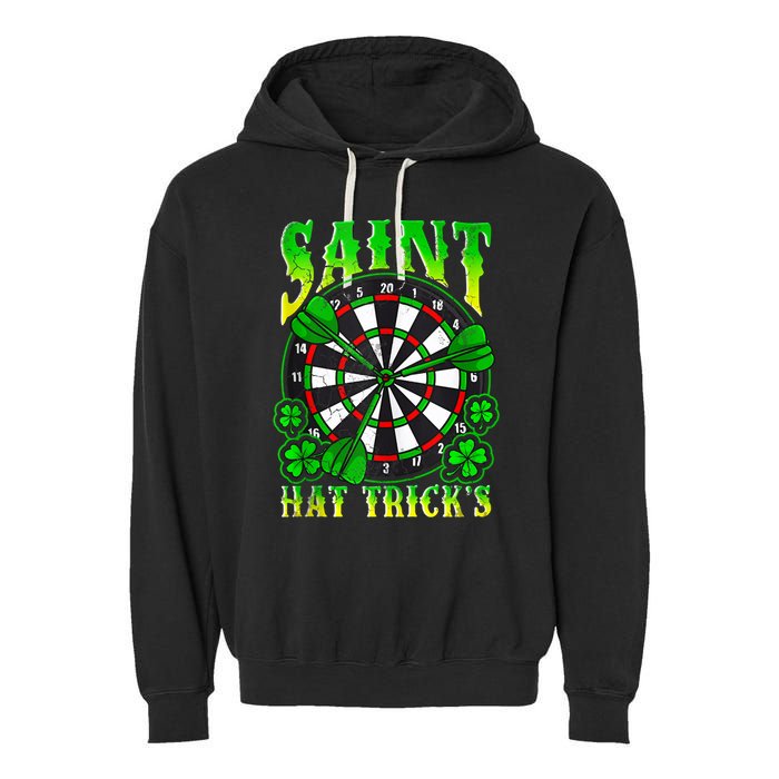 Darts St PatrickS Day St Hat Tricks Dart Board Garment-Dyed Fleece Hoodie