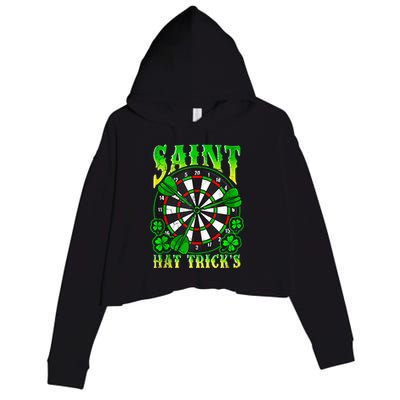Darts St PatrickS Day St Hat Tricks Dart Board Crop Fleece Hoodie