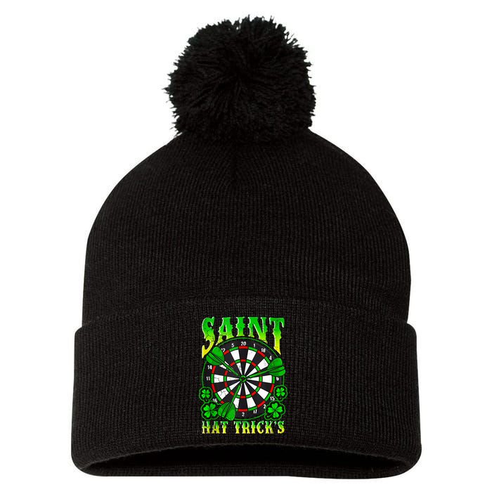 Darts St PatrickS Day St Hat Tricks Dart Board Pom Pom 12in Knit Beanie